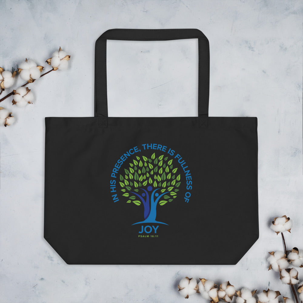 In His Presence, There Is Fullness Of Joy. Large organic tote bag