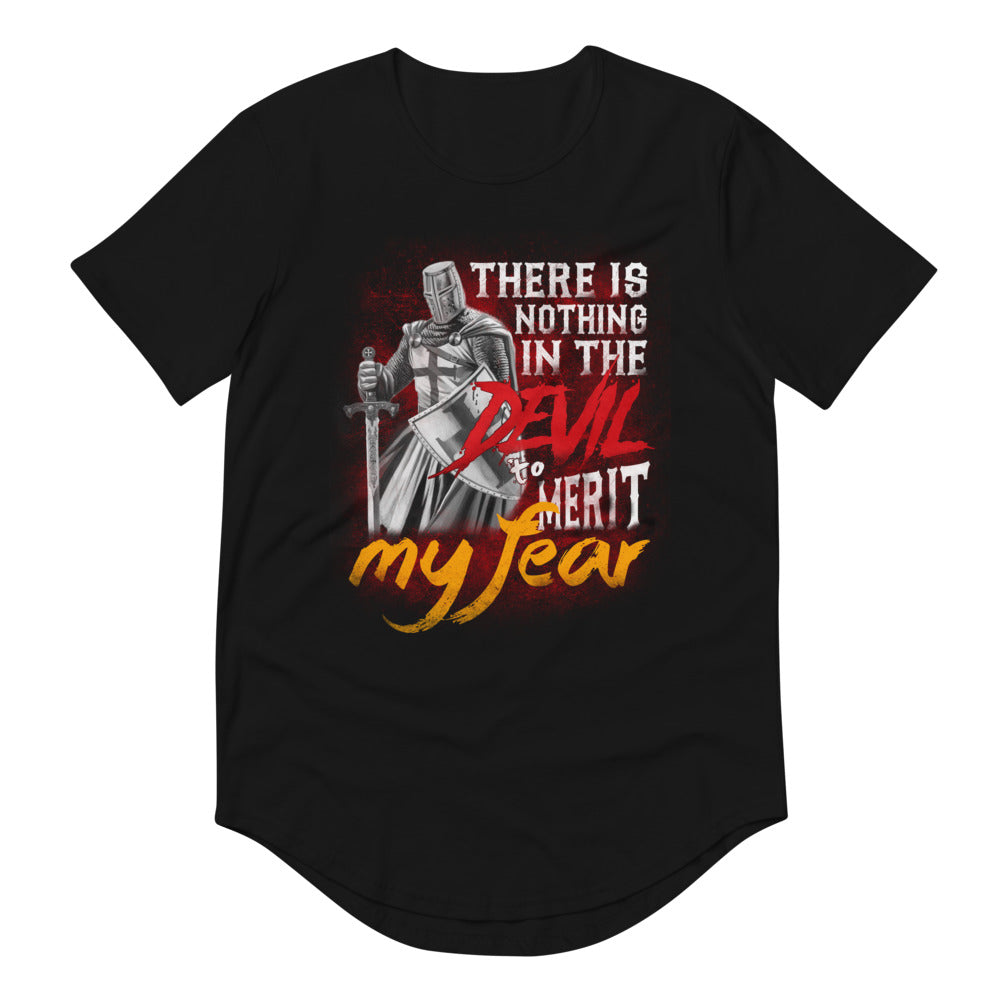 There Is Nothing In The Devil To Merit My Fear. Men's Curved Hem T-Shirt