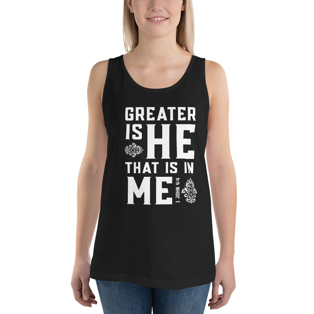 Greater Is He That Is In Me, Unisex Tank Top