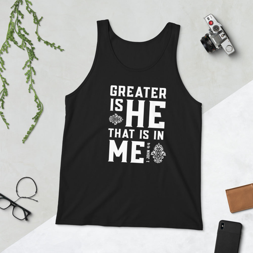 Greater Is He That Is In Me, Unisex Tank Top