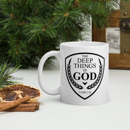 The Deep Things Of God, White glossy mug