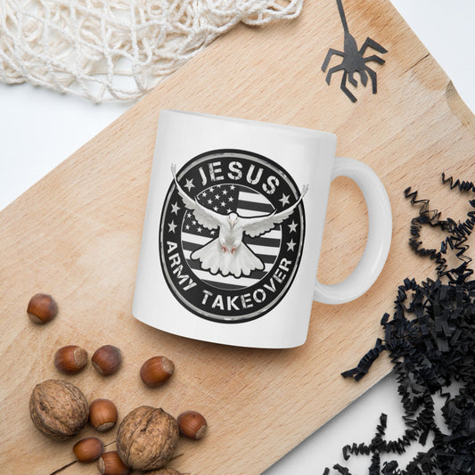 JESUS ARMY TAKEOVER, White glossy mug