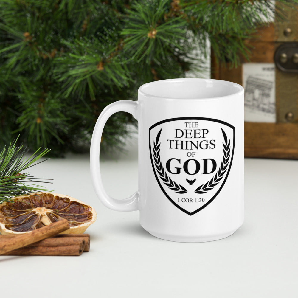 The Deep Things Of God, White glossy mug