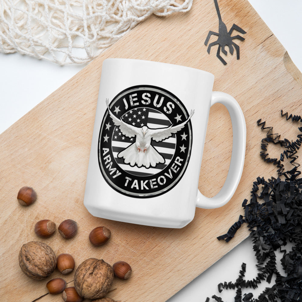 JESUS ARMY TAKEOVER, White glossy mug